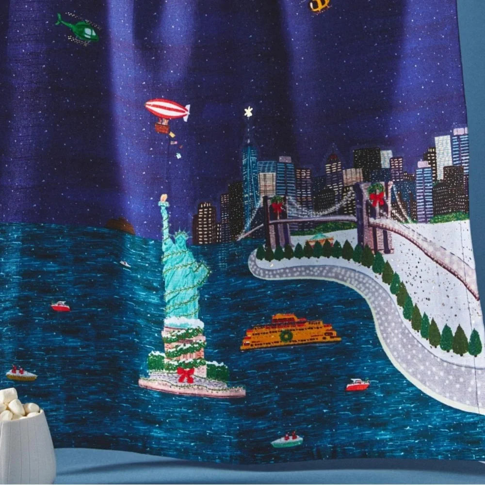 Anthropologie Holiday in the City New York Christmas Dish Towel